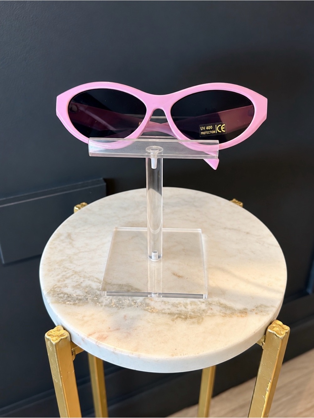 Pink Retro Oval Cat Eye Sunglasses UV400